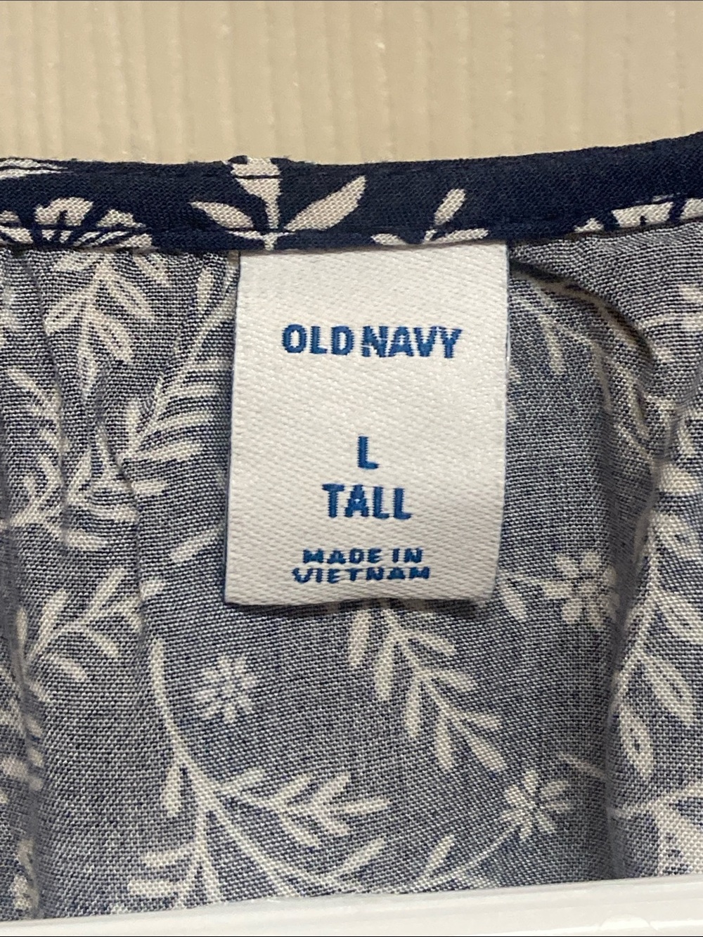 Old Navy V-neck Elastic Waist Sleeveless Dress Blue White Floral Sz L/tall - Picture 2 of 8